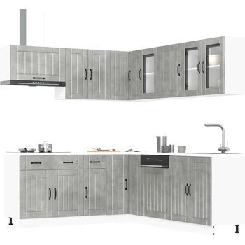 vidaXL Комплект кухненски шкафове от 11 части Lucca, инженерно дърво (3314925)