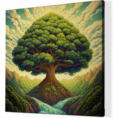 Obraz na plátně - Strom života s řekou FeelHappy.cz Vyberte rozměr obrazu (šířka x výška): 40 x 40 cm