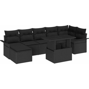 vidaXL Градински Софа Комплект 8 бр. Черно (3357066)