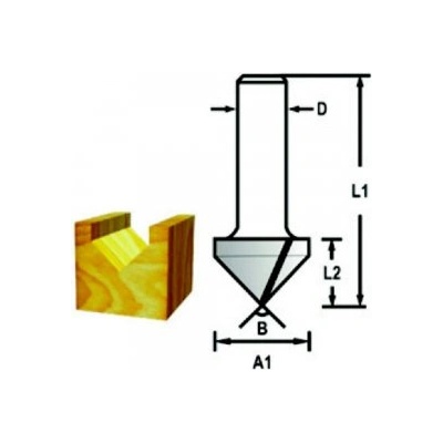 Фрезова фреза за канали MAKITA V-образна, опашка 8 мм, 15.9x12.7x44 мм D-47905 (D-47905)