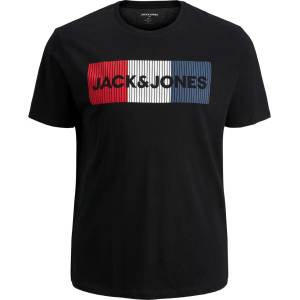 JACK & JONES Мъжка тениска Jack and Jones Jack Short Sleeve Logo T-Shirt Mens Plus Size - Black