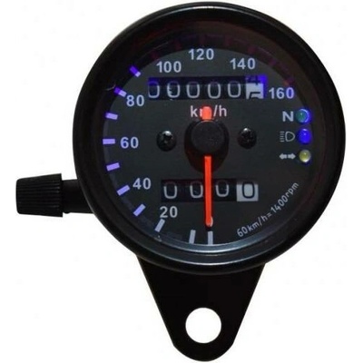 tachometr UNI černý 160km/hod D=67 mm - kontr. neutral,blinkr,dálkové světlo