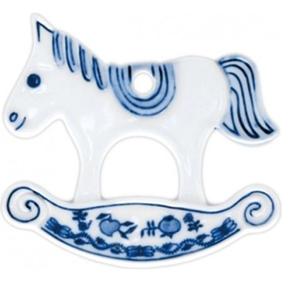 Cibulák Dubí Vánoční ozdoba houpací koník oboustranný cibulový porcelán 10631