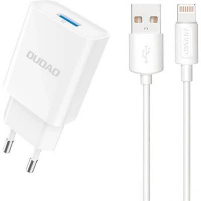Dudao A4EU мрежово зарядно устройство с USB изход 2, 1 А + Lightning кабел, БЯЛО GP-190498 (GP-190498)