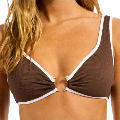 Seafolly Дамско бикини горнище Seafolly Women's Beach Bound Ring Front Tank Bikini top - Dark Chocolate - размер 34 (EU) (150-4245-0712)
