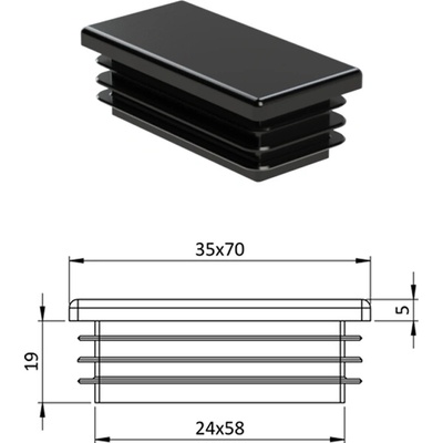 Krytka plastová 35 x 70 mm