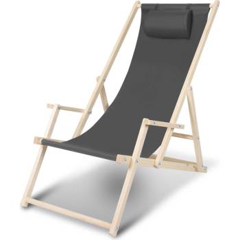 SWANEW Deck Chair Beach Lounger sivé s madlami