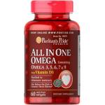Puritan's Pride All In One Omega 3, 5, 6, 7 & 9 with Vitamin D3 [60 Гел капсули]
