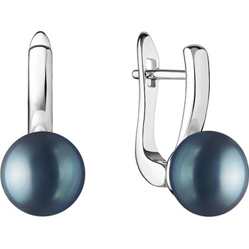 Eppi Strieborné visiace náušnice s čiernymi perlami Amerie E40658