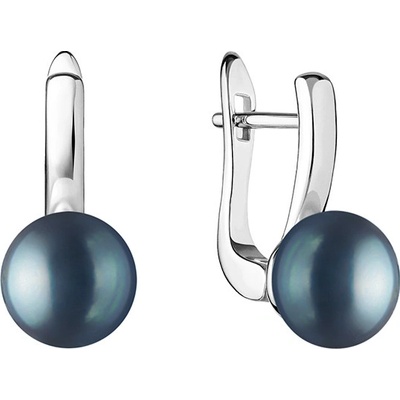 Eppi Strieborné visiace náušnice s čiernymi perlami Amerie E40658