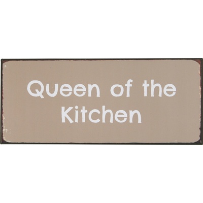 IB LAURSEN Plechová cedule Queen of the Kitchen, béžová barva, kov