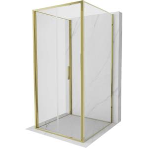 Mexen Exo-F 3S 3-стенна сгъваема душ кабина 95 x 95 см, прозрачна, златна (816-095-095-50-00-3S)