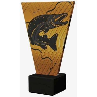 Designová skleněná trofej Rybaření Výška: 15 cm Průměr: 1 cm