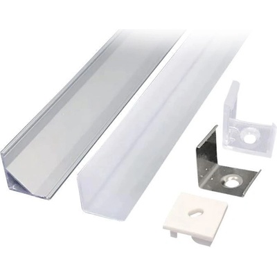 Solight hliníkový profil pro LED pásky rohový, 16x16mm, mléčný difuzor, 1m WM908