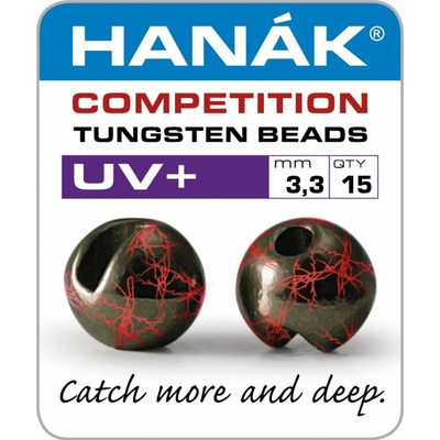 Hanák Competition Tungstenové Hlavičky UV+ Černá & Červená 15ks 2,8mm