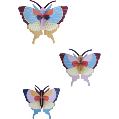Nástenná dekorácia Studio Roof - Plum Fringe Butterflies, sada 3 kusov uni