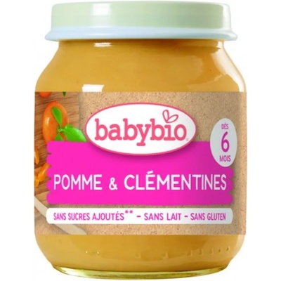 Babybio Био плодово пюре Babybio - Ябълка и клементини, 130 g (3288131510958)