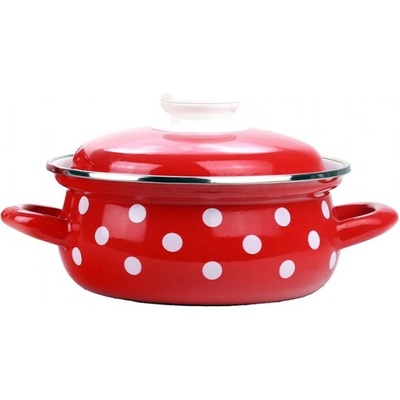 BELIS Smaltovaný kastról s pokrievkou 24 cm – 4,5 l – PUNTÍK červený - 52224-534DACD5