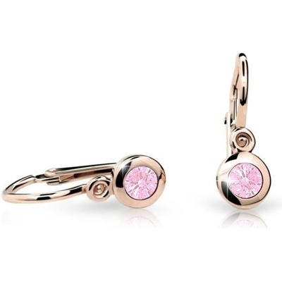 Danfil dětské náušnice C1537 z růžového zlata s kamínkem Pink zapínání brizura
