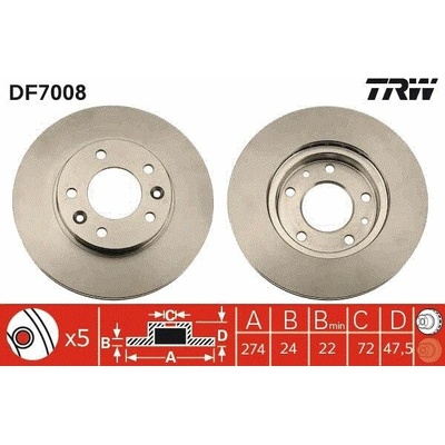 Brzdový kotúč TRW DF7008