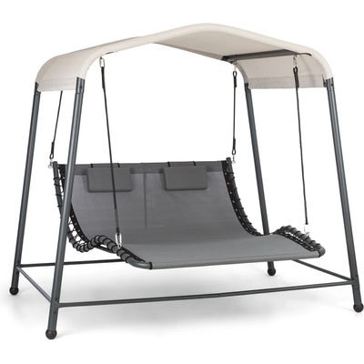 Blumfeldt Palermo, dvojité houpací lehátko, volně stojící, ocelový rám, polštář, střecha, šedé (GDW20-Palermo) – Zboží Dáma