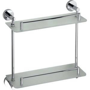 SAPHO X-Round - Двойна етажерка, дължина 40 см, стъкло/хром XR602 (XR602)