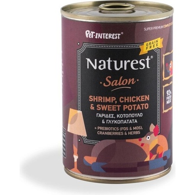 PETINTEREST Naturest Adult Salon Stories Shrimps and Chicken with Sweet Potato and Cranberries консерва за кучета 400gr
