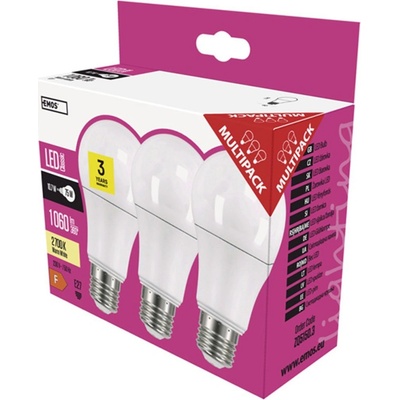 Emos LED žárovka CLASSIC A60 10,5W75W 1060lm E27 teplá bílá 3PC