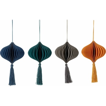 Ozdoby na stromček Milay so strapcami 9,5 x 17 cm 4 ks