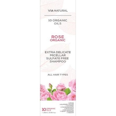 Via natural Micelárny šampón na jemné vlasy s bio ružou 250 ml
