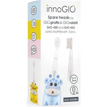 InnoGIO GIOGiraffe & GIORabbit Spare Heads Transparent резервни глави за четка за зъби за деца GIOGiraffe & GIORabbit Sonic Toothbrush 2 бр