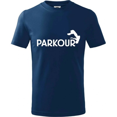 Parkour salto tričko detské polnočná modrá