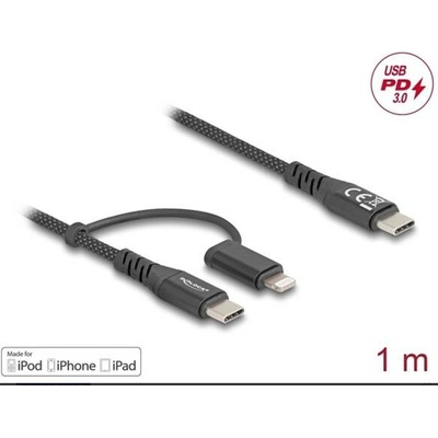 Delock 81170 USB-C USB 2.0 USB-C ® zástrčka USB-C ® zástrčka Apple Lightning konektor 1m černý