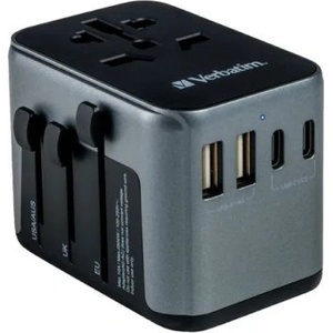Verbatim Пътнически адаптер Verbatim UTA-03, USB-C PD 30W, QC 3.0, черно/сиво (49545)