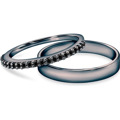 SAVICKI Сватбени халки Share Your Love: черно злато, черен диамант, плоски, 1, 5 мм и 3 мм