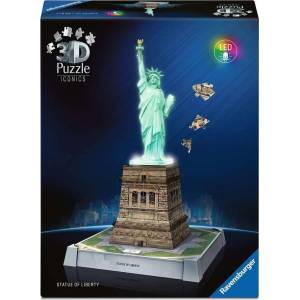 Ravensburger 3D пъзел Ravensburger от 108 части - Статуята на Свободата със Светлини (12008027)