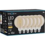 Mexen Vintis 6x LED крушка с нажежаема жичка E27, G125, 6W, Топла - 2700K, 600 lm, (L158-E27-0627-50x06)