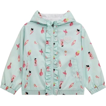 Image 1 of GUESS Многоцветна ветровка за мини момиче в ментов цвят с качулка и къдрички Guess