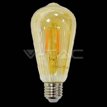 V-tac LED žárovka Crystal Gold E27, 6W, 230V, 500lm, 20 000h, 2200K teplá bílá, 300°, čirá