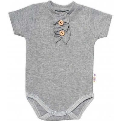 Baby Nellys Dojčenské rebrované body s gombíkmi kr. rukáv Girl sivé