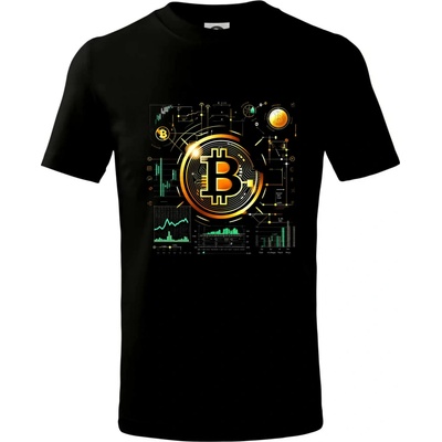 Bitcoin logo s grafmi tričko detské čierna