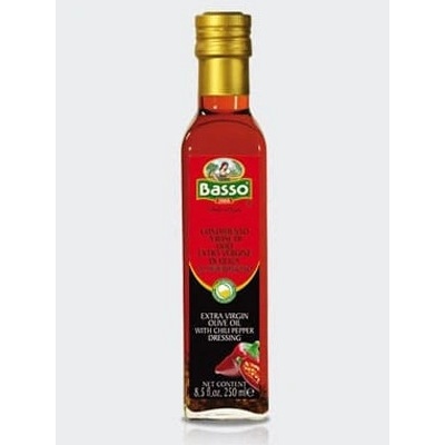 Basso Extra panenský olivový olej ochucený zálivka z olivového oleje s feferonkou 250 ml