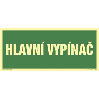 Grafiko | Hlavní vypínač - fotoluminiscenční - Materiál Plast, Rozměr 400x200mm