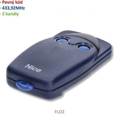 Vysielač 2-kanálový, 433MHz, pevný kód, čierny