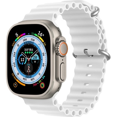 DUX DUCIS Силиконова каишка Dux Ducis за Apple Watch 8 / 7 / 6 / 5 / 4 / 3 / 2 / SE (45 / 44 / 42mm), бяла, (OceanWave Version) (KXG0038138)