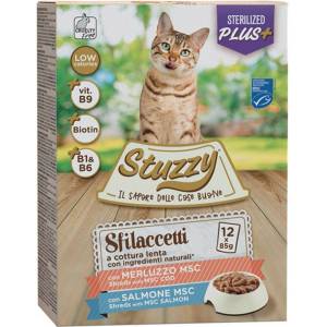 Stuzzy Cat Shreds MULTIPACK стерилизиран накъсано месо от треска и сьомга 12 x 85 г
