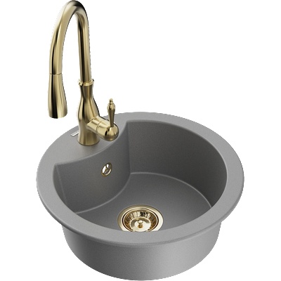 Mexen Diego гранитна мивка с 1 отделение и кухненски смесител Savita, сив - 6512-71-672601-50 (6512-71-672601-50)