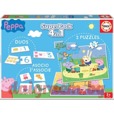 Educa Superpack EDUCA 16229 - Пъзел 2 х 25 части + Мемо игра + Домино - Пепа Пиг (EDU16229)