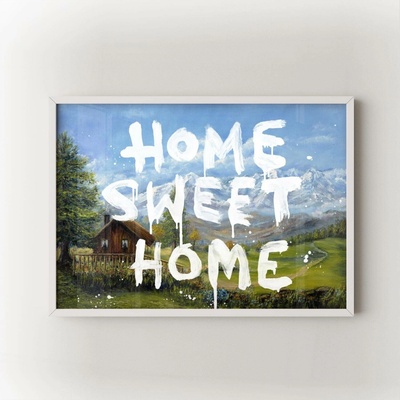 Home Sweet Home Velikost: 30x40 cm, Rám: Bílý