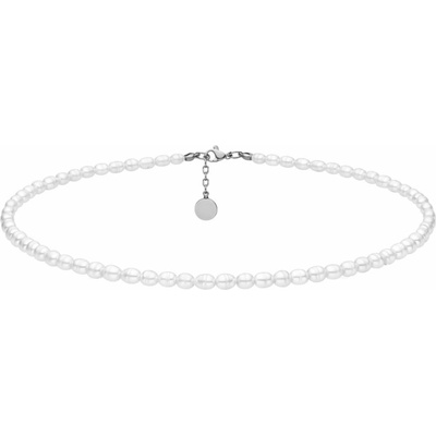 Manoki Perlový choker náhrdelník - chirurgická ocel, sladkovodní perla X-WA516/45 Stříbrná
